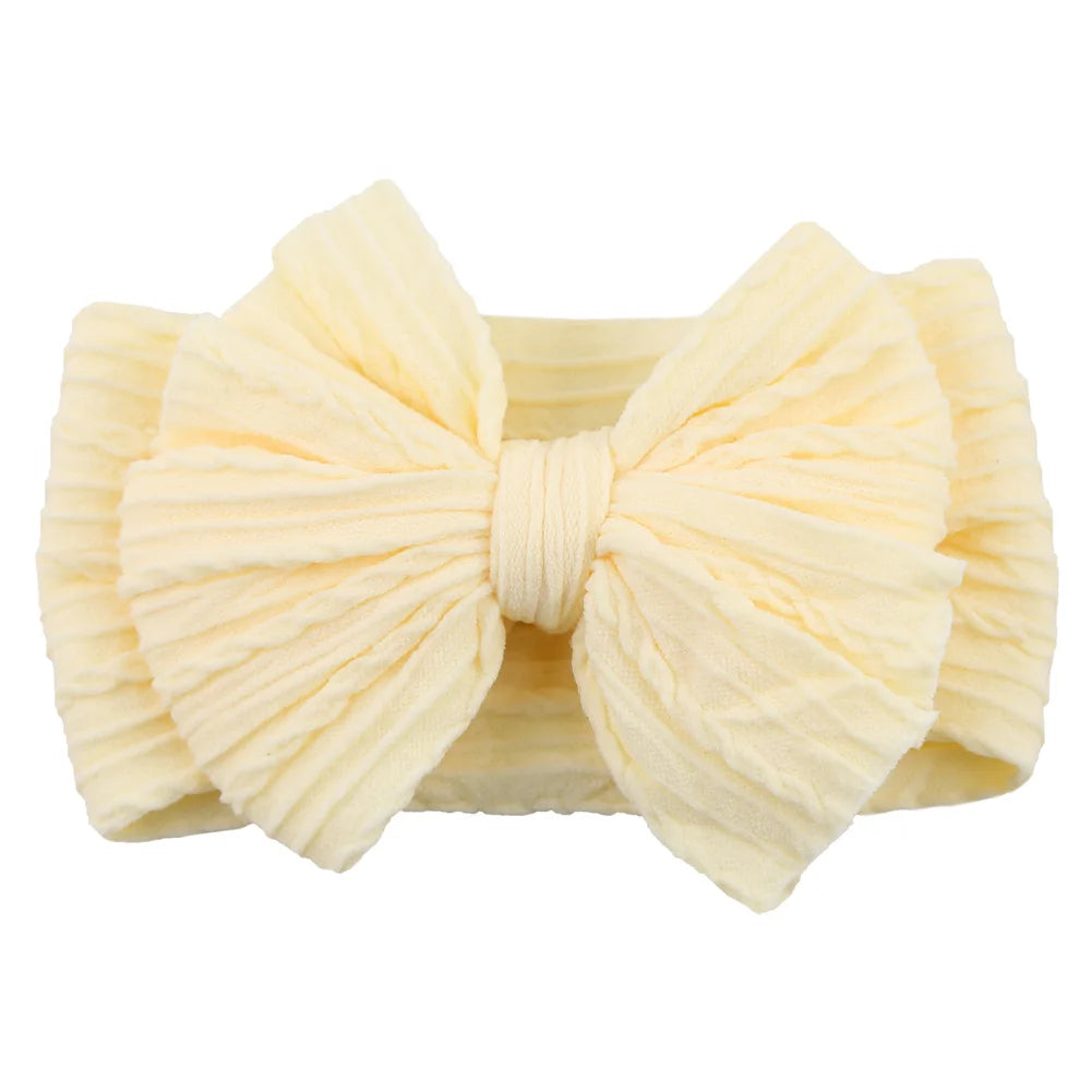 Solid Cable Bow Baby Headband – Soft Stretchy Nylon Turban