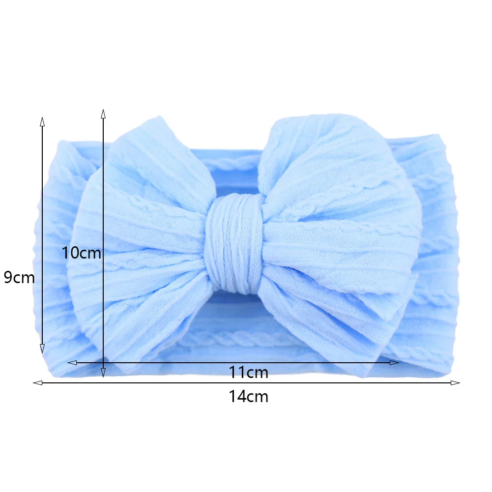 Solid Cable Bow Baby Headband – Soft Stretchy Nylon Turban