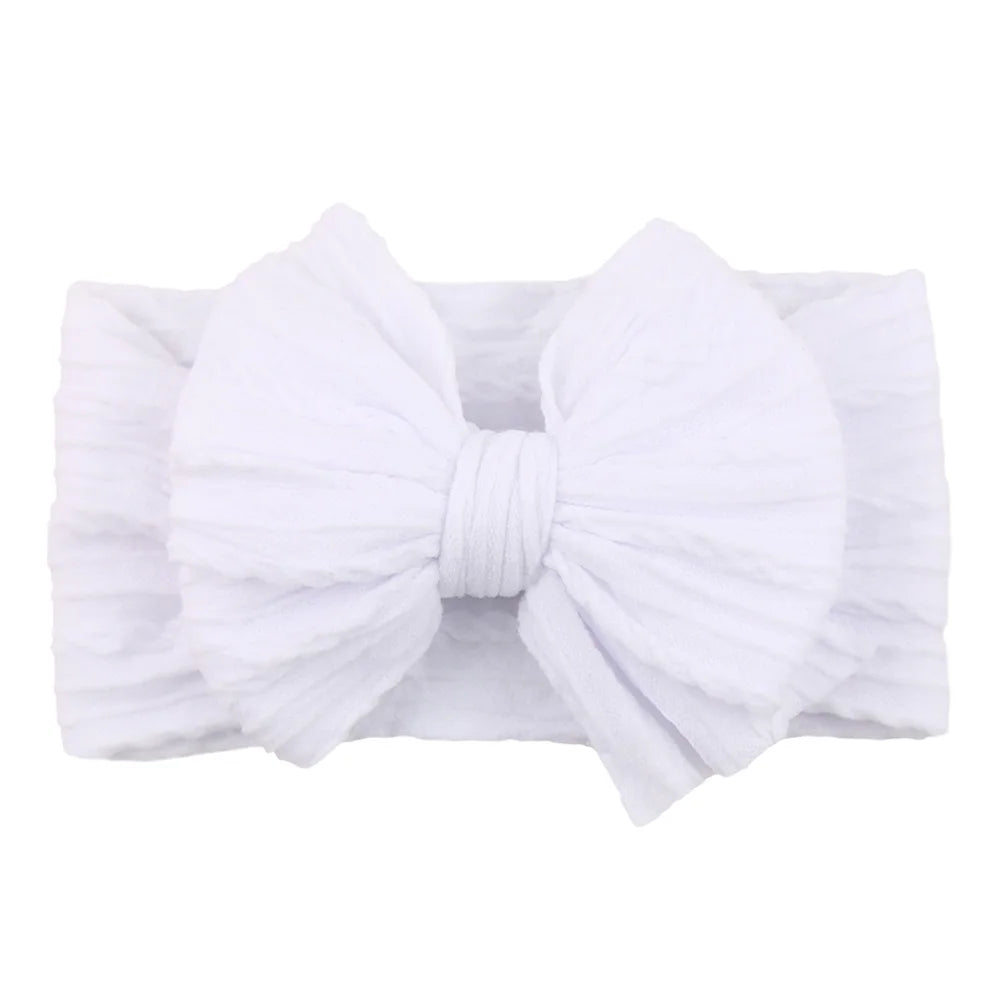 Solid Cable Bow Baby Headband – Soft Stretchy Nylon Turban