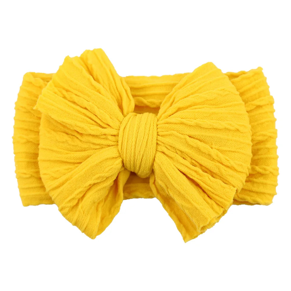 Solid Cable Bow Baby Headband – Soft Stretchy Nylon Turban