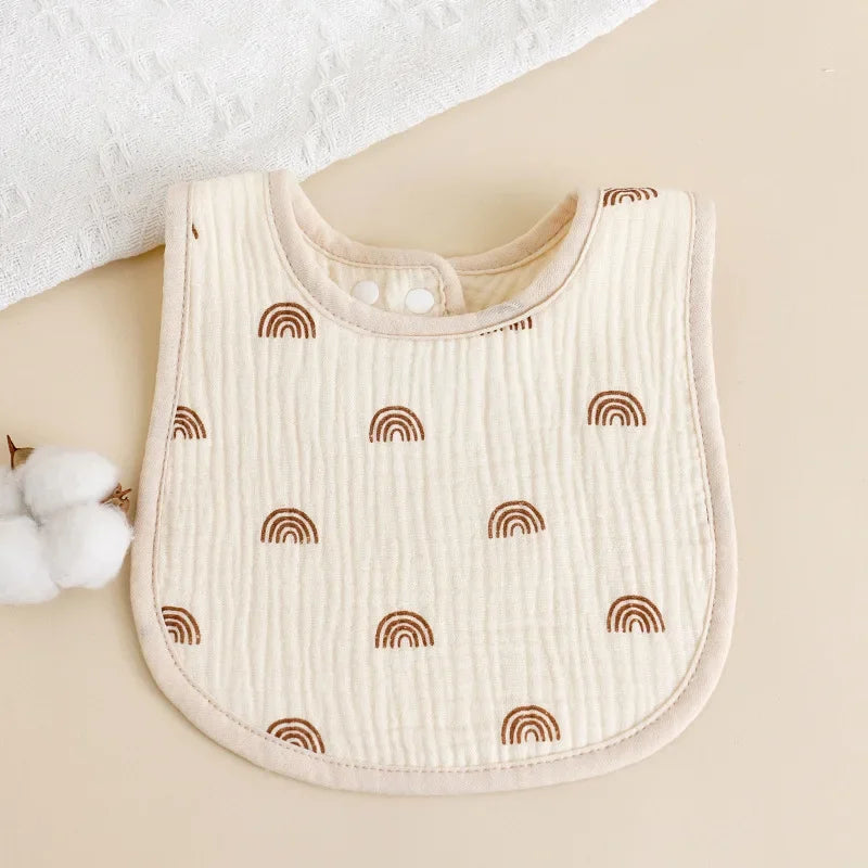 U-Shaped Cotton Baby Bib – Soft Gauze Burp Cloth with Animal Print