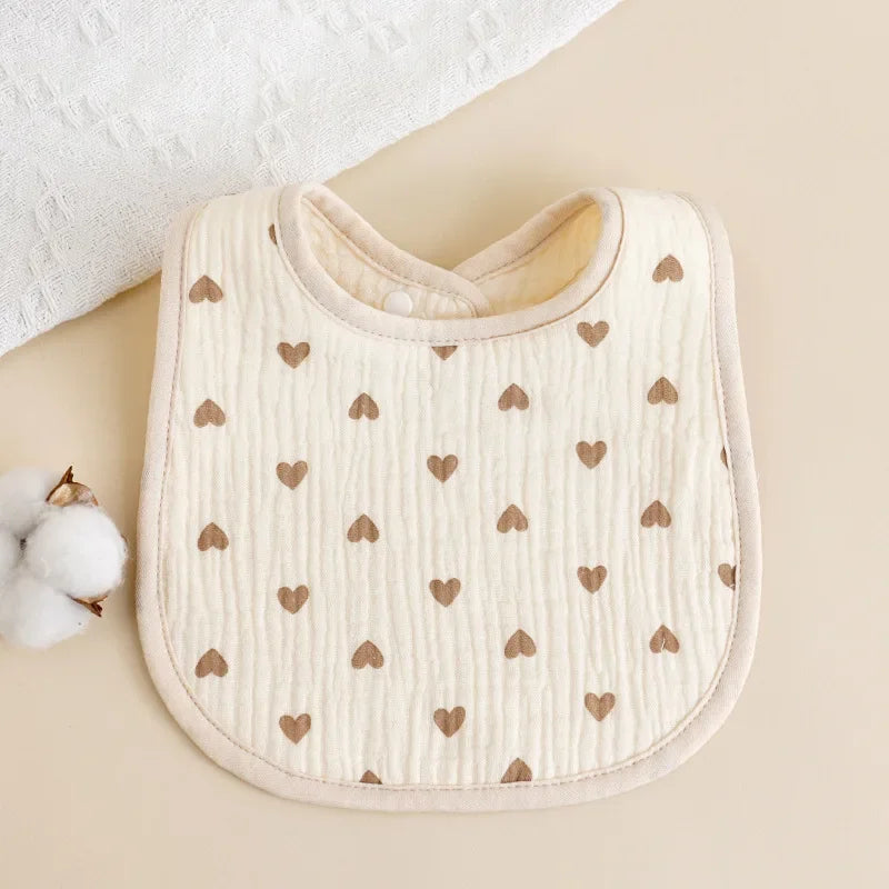 U-Shaped Cotton Baby Bib – Soft Gauze Burp Cloth with Animal Print