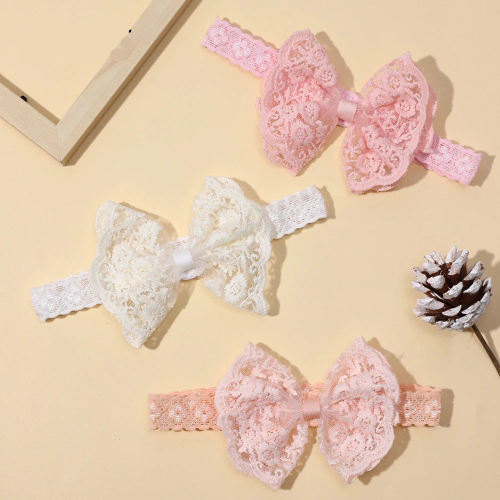Soft Lace Bow Baby Girl Headband – Elastic Nylon Turban Hair Accessory