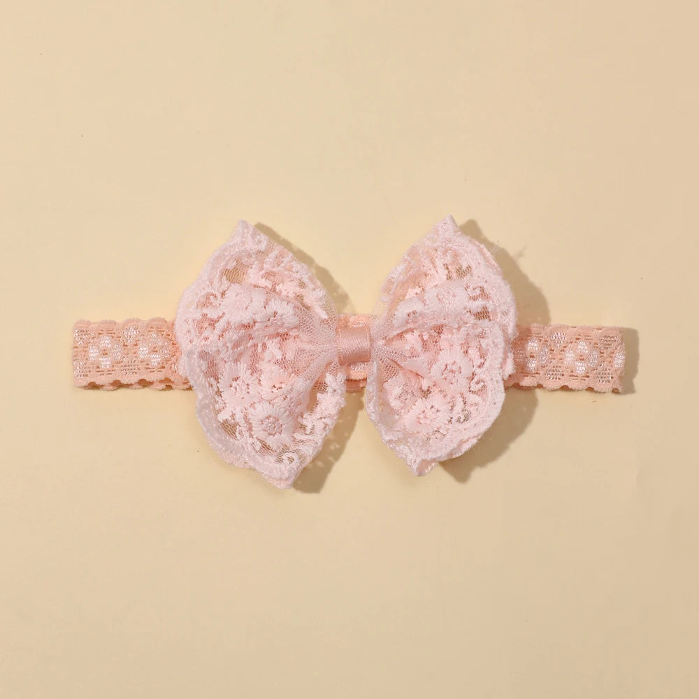 Soft Lace Bow Baby Girl Headband – Elastic Nylon Turban Hair Accessory