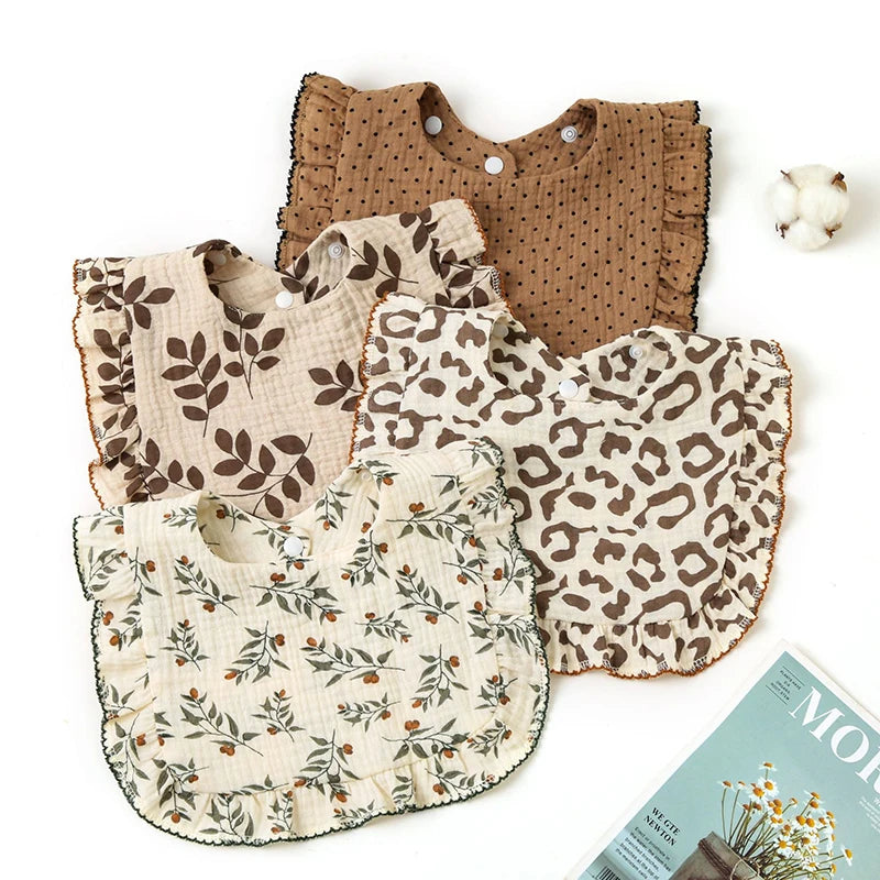 Lightweight Floral Baby Bib ā Soft Cotton Gauze & Towel, Dual-Use Burp Cloth