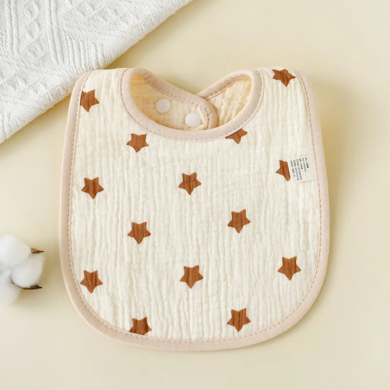 U-Shaped Cotton Baby Bib – Soft Gauze Burp Cloth with Animal Print