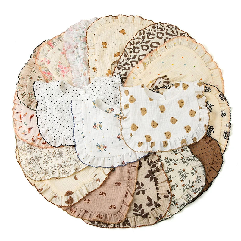 Lightweight Floral Baby Bib ā Soft Cotton Gauze & Towel, Dual-Use Burp Cloth