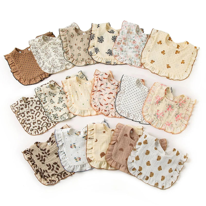 Lightweight Floral Baby Bib ā Soft Cotton Gauze & Towel, Dual-Use Burp Cloth