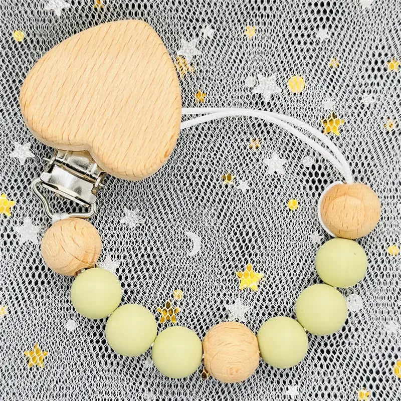 Custom Name DIY Silicone & Wooden Pacifier Clip – Personalized Teether Chain