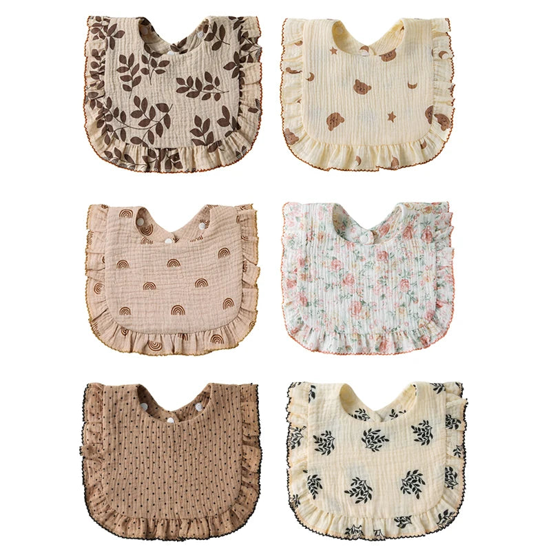 Lightweight Floral Baby Bib ā Soft Cotton Gauze & Towel, Dual-Use Burp Cloth