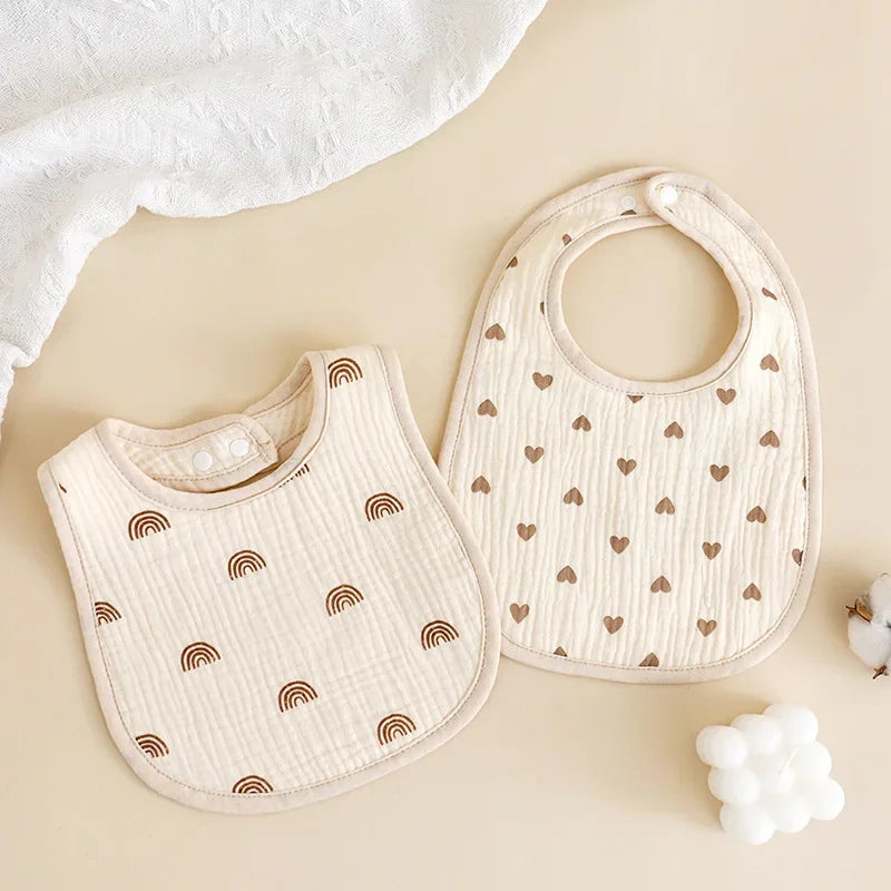 U-Shaped Cotton Baby Bib – Soft Gauze Burp Cloth with Animal Print