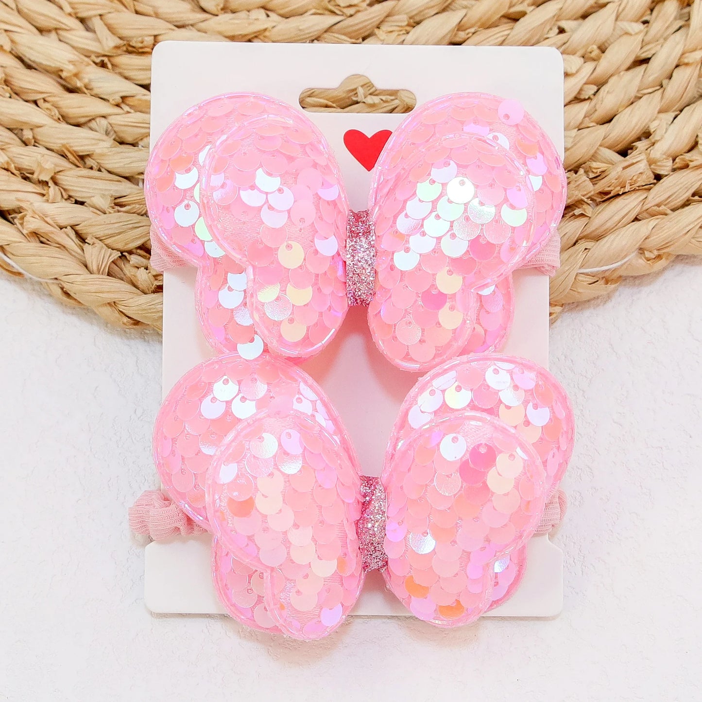 2Pcs Girls Butterfly Bow Hair Ties – Elastic Ponytail Holders