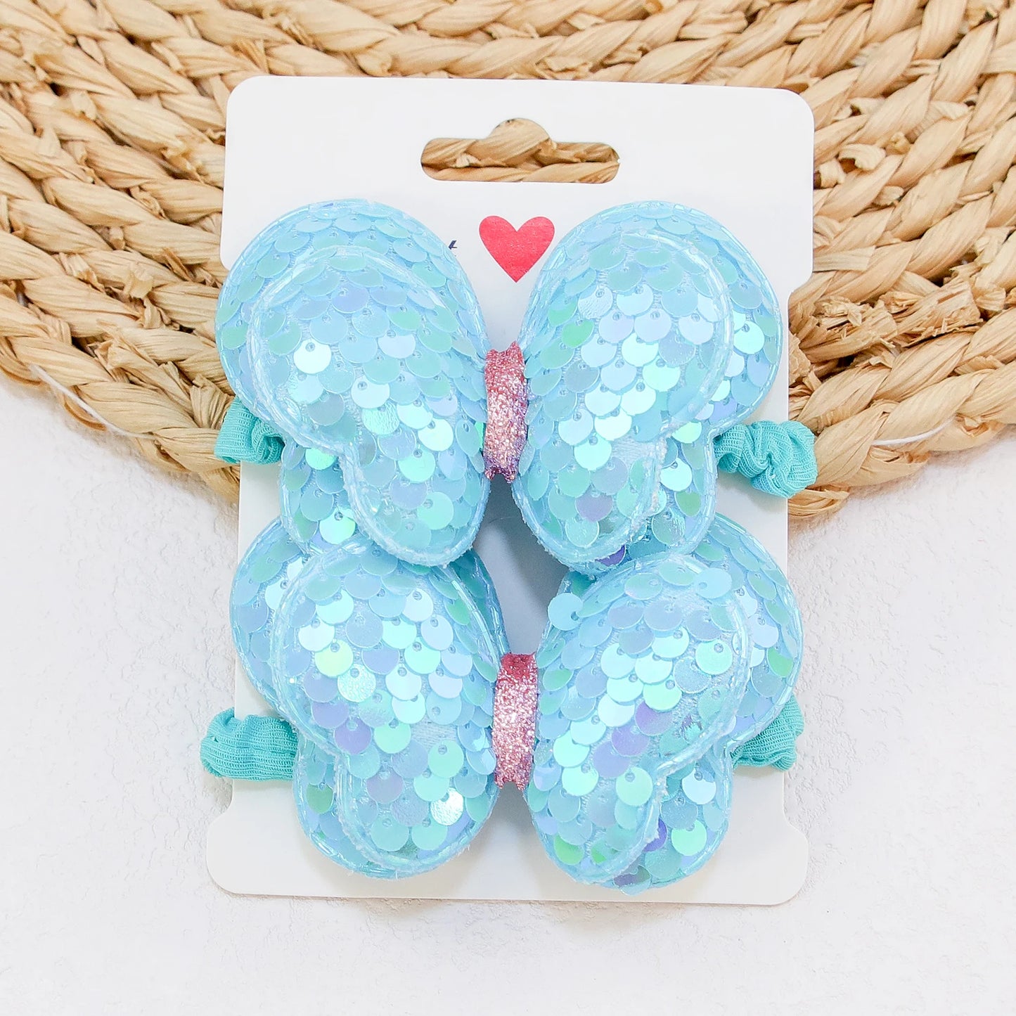 2Pcs Girls Butterfly Bow Hair Ties – Elastic Ponytail Holders