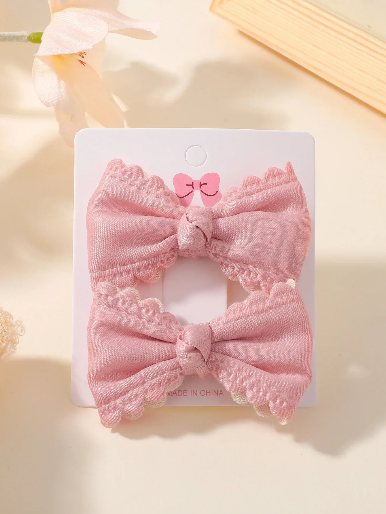 2Pcs Flower Print Bow Hair Clips for Baby Girls – Handmade Plaid Bowknot Hairpins