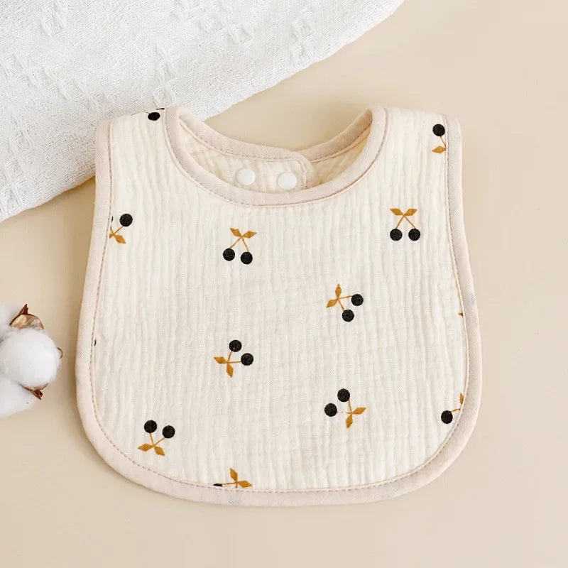 U-Shaped Cotton Baby Bib – Soft Gauze Burp Cloth with Animal Print