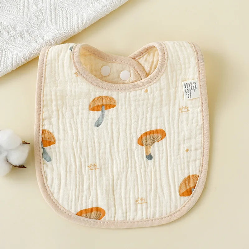 U-Shaped Cotton Baby Bib – Soft Gauze Burp Cloth with Animal Print
