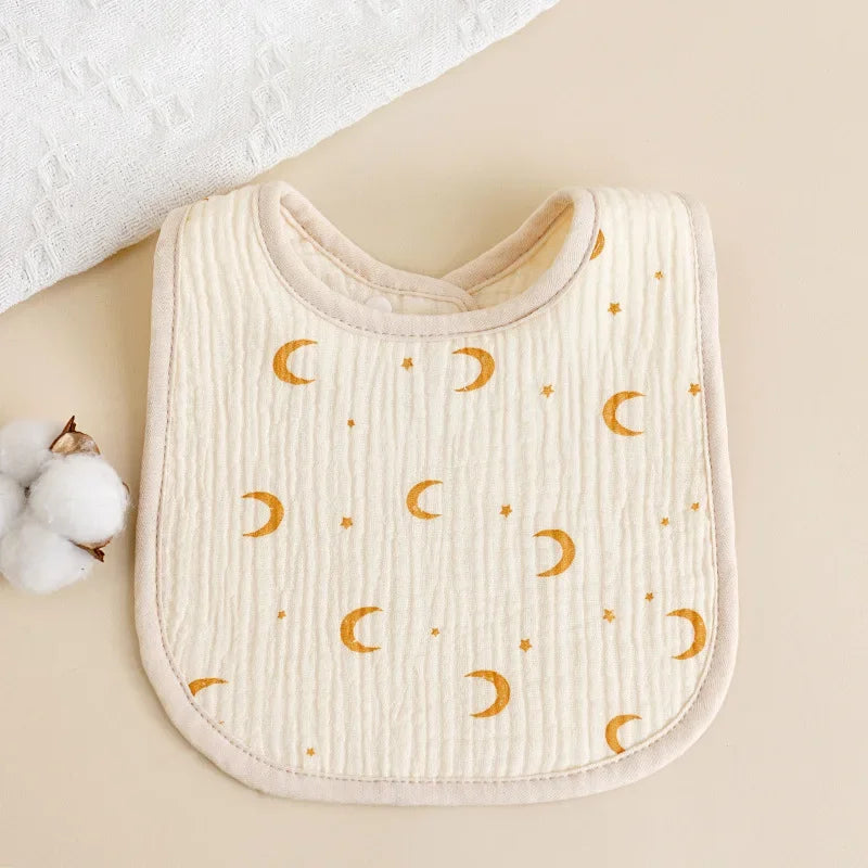 U-Shaped Cotton Baby Bib – Soft Gauze Burp Cloth with Animal Print