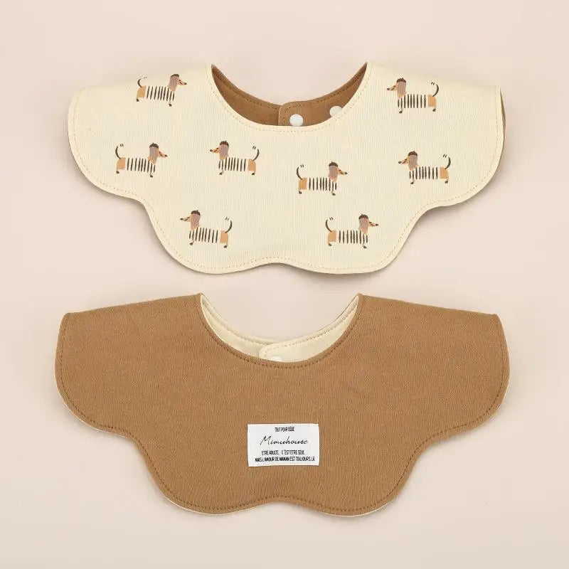 360° Rotatable Cotton Baby Bib – 6-Layer Double-Sided Animal Print