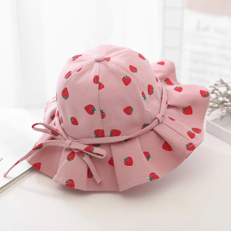 Fruit Print Baby Girl Bucket Hat – Cotton Summer Sun Hat