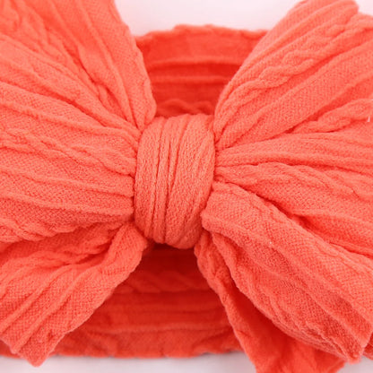 Solid Cable Bow Baby Headband – Soft Stretchy Nylon Turban