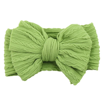 Solid Cable Bow Baby Headband – Soft Stretchy Nylon Turban