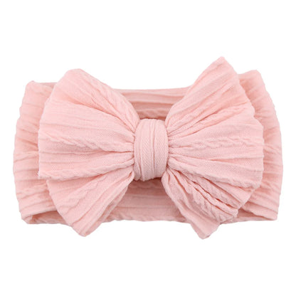 Solid Cable Bow Baby Headband – Soft Stretchy Nylon Turban
