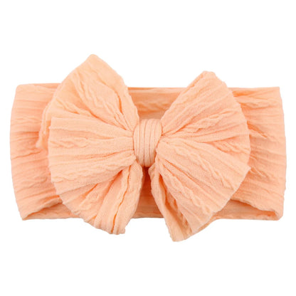 Solid Cable Bow Baby Headband – Soft Stretchy Nylon Turban