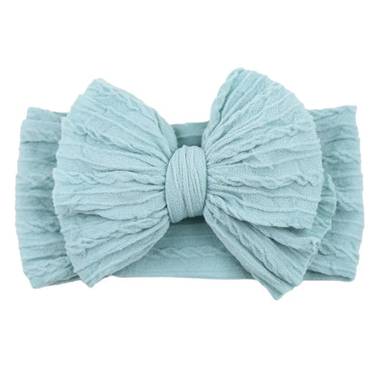 Solid Cable Bow Baby Headband – Soft Stretchy Nylon Turban