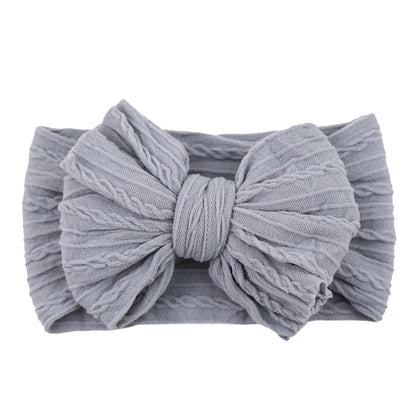 Solid Cable Bow Baby Headband – Soft Stretchy Nylon Turban