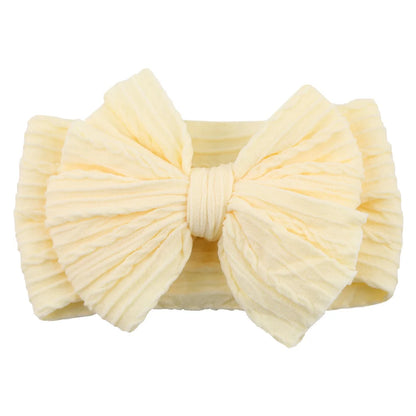 Solid Cable Bow Baby Headband – Soft Stretchy Nylon Turban