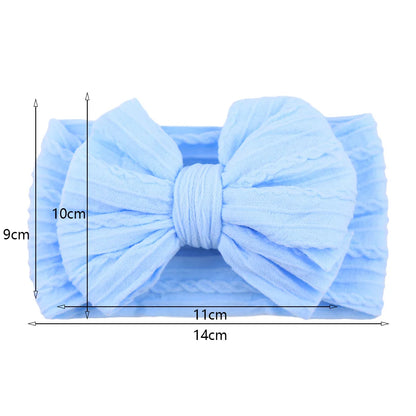 Solid Cable Bow Baby Headband – Soft Stretchy Nylon Turban