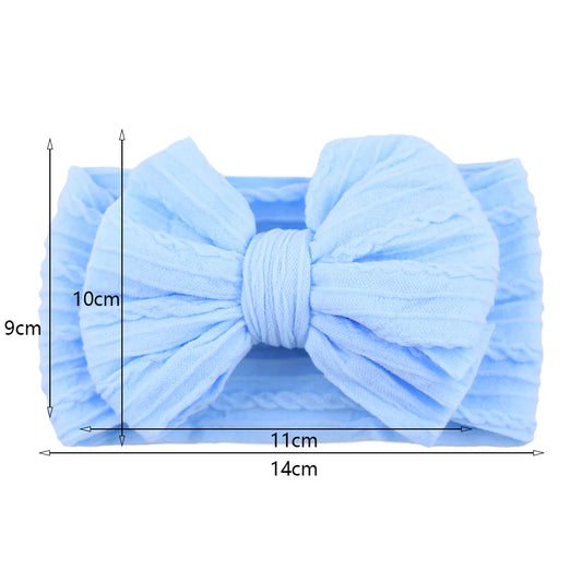 Solid Cable Bow Baby Headband – Soft Stretchy Nylon Turban