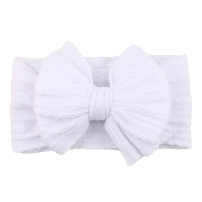 Solid Cable Bow Baby Headband – Soft Stretchy Nylon Turban