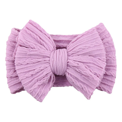 Solid Cable Bow Baby Headband – Soft Stretchy Nylon Turban