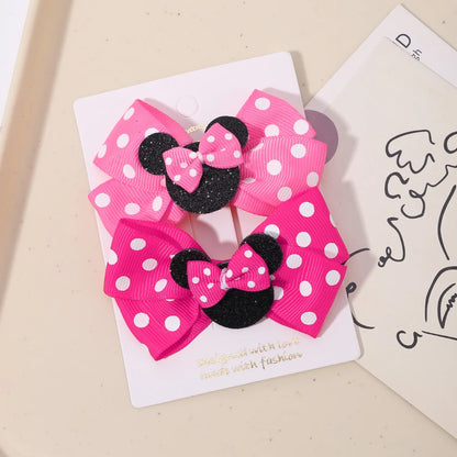 2Pcs Polka Dot Bow Hair Clips for Girls – Cute Cartoon Hairpins