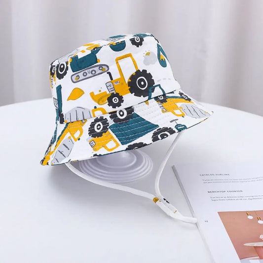 Cartoon Baby Bucket Hat – Large Brim Cotton Sun Cap