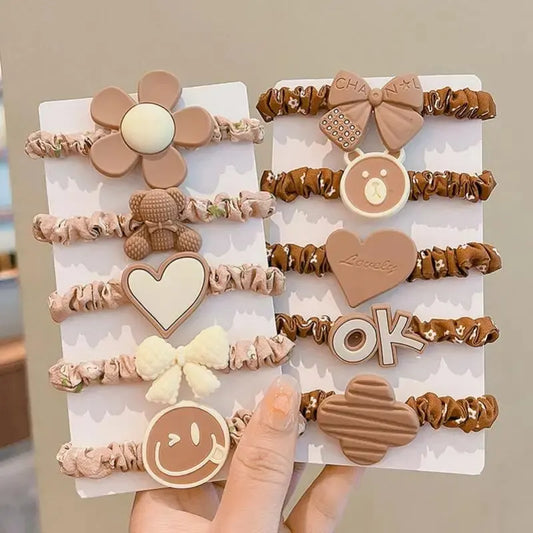 10Pcs Hair Ring Set – High Elastic Leather Hair Bands for Ponytails