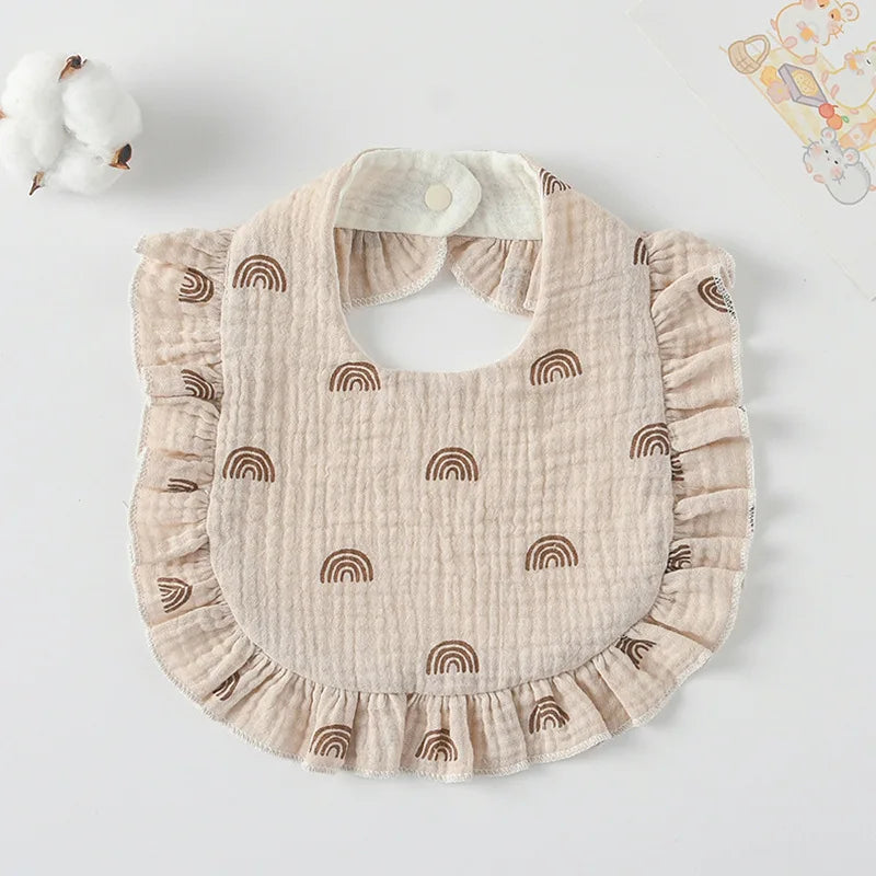 Soft Cotton Bib for Babies – Ruffle Trim Feeding & Drool Bib