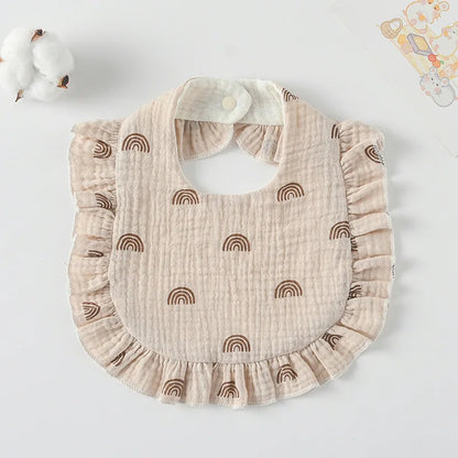Soft Cotton Bib for Babies – Ruffle Trim Feeding & Drool Bib