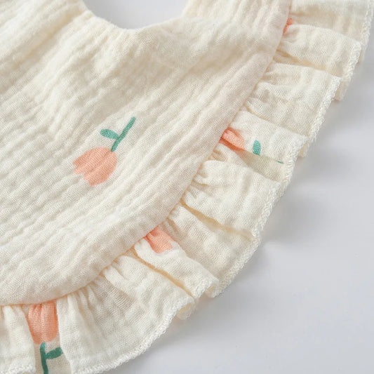 Soft Cotton Bib for Babies – Ruffle Trim Feeding & Drool Bib