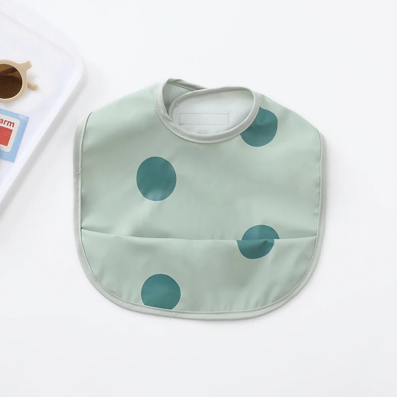 Waterproof Cartoon Baby Bib with Pocket – PU Feeding Apron for Toddlers