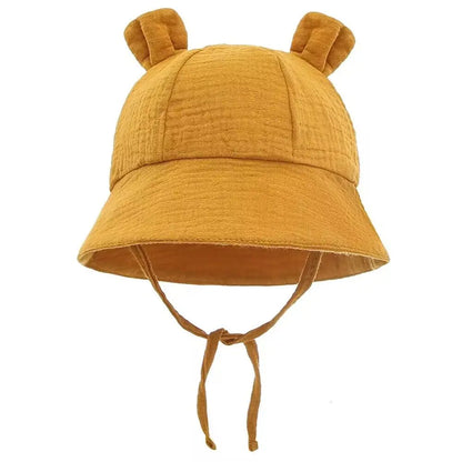 Solid Color Baby Bucket Hat – Soft Cotton Fisherman Sun Cap