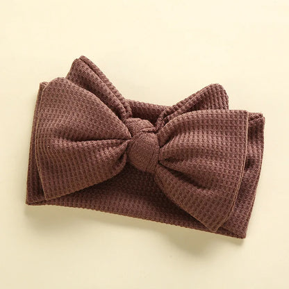 Waffle Knit Baby Headband – Newborn Big Bow Hair Accessory for Girls