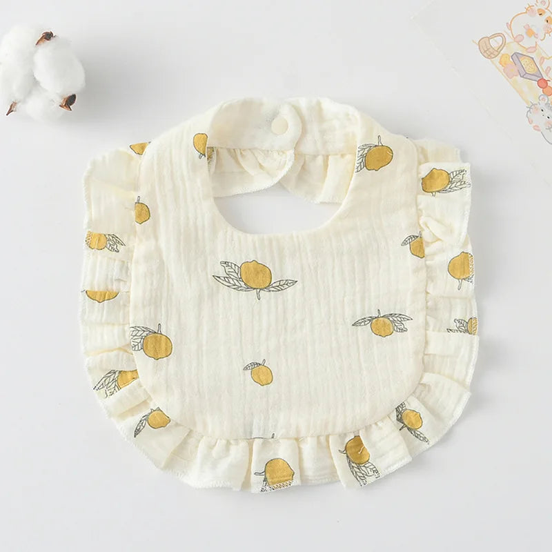 Soft Cotton Bib for Babies – Ruffle Trim Feeding & Drool Bib