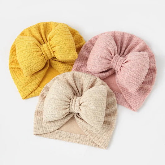 Cute Bowknot Baby Turban Hat – Soft Cotton Headwrap