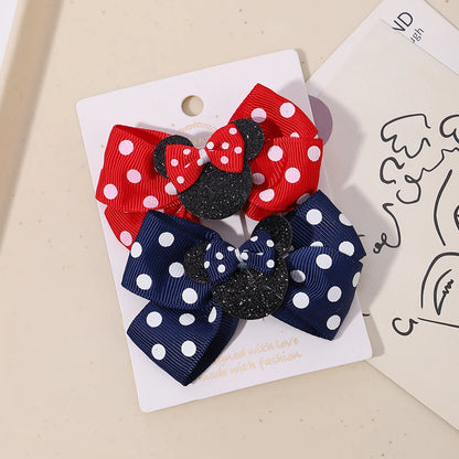 2Pcs Polka Dot Bow Hair Clips for Girls – Cute Cartoon Hairpins