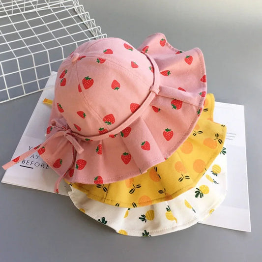 Fruit Print Baby Girl Bucket Hat – Cotton Summer Sun Hat