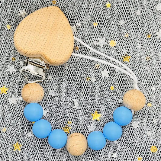 Custom Name DIY Silicone & Wooden Pacifier Clip – Personalized Teether Chain