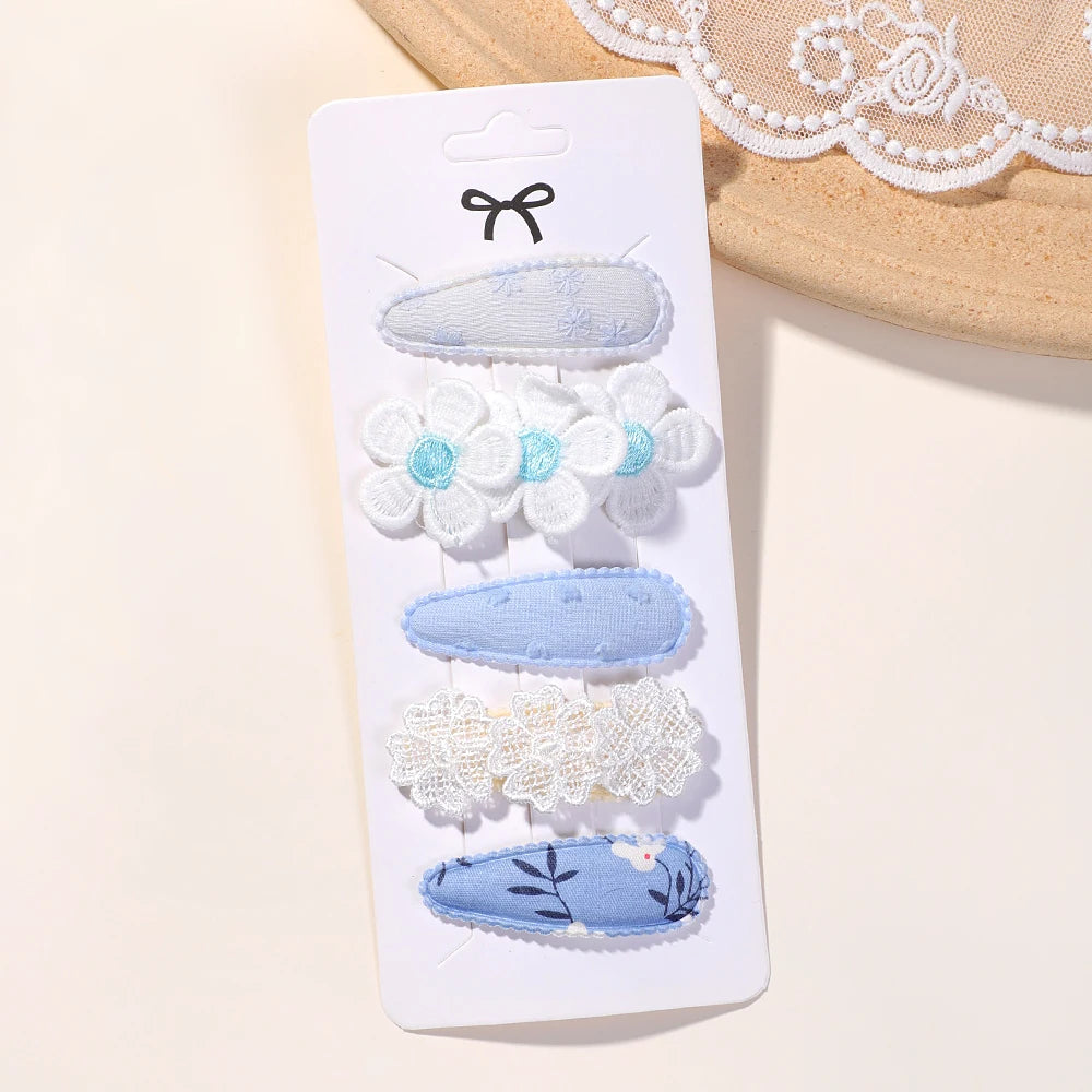 5Pcs Daisy Print BB Hair Clips for Girls – Sweet Style Hair Accessories Set