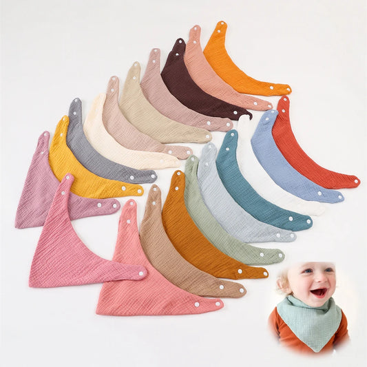 Crepe Cotton Baby Bandana Bib – Soft Triangle Feeding & Drool Cloth for Newborns